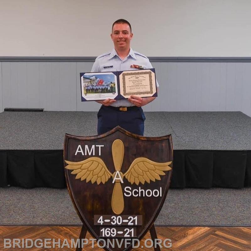 Third Class Petty Officer Andrew Tilton, a member of the Bridgehampton Fire Department, recently graduated from the Coast Guard Aviation Technical Training Center in North Carolina. Congratulations, Andrew! 