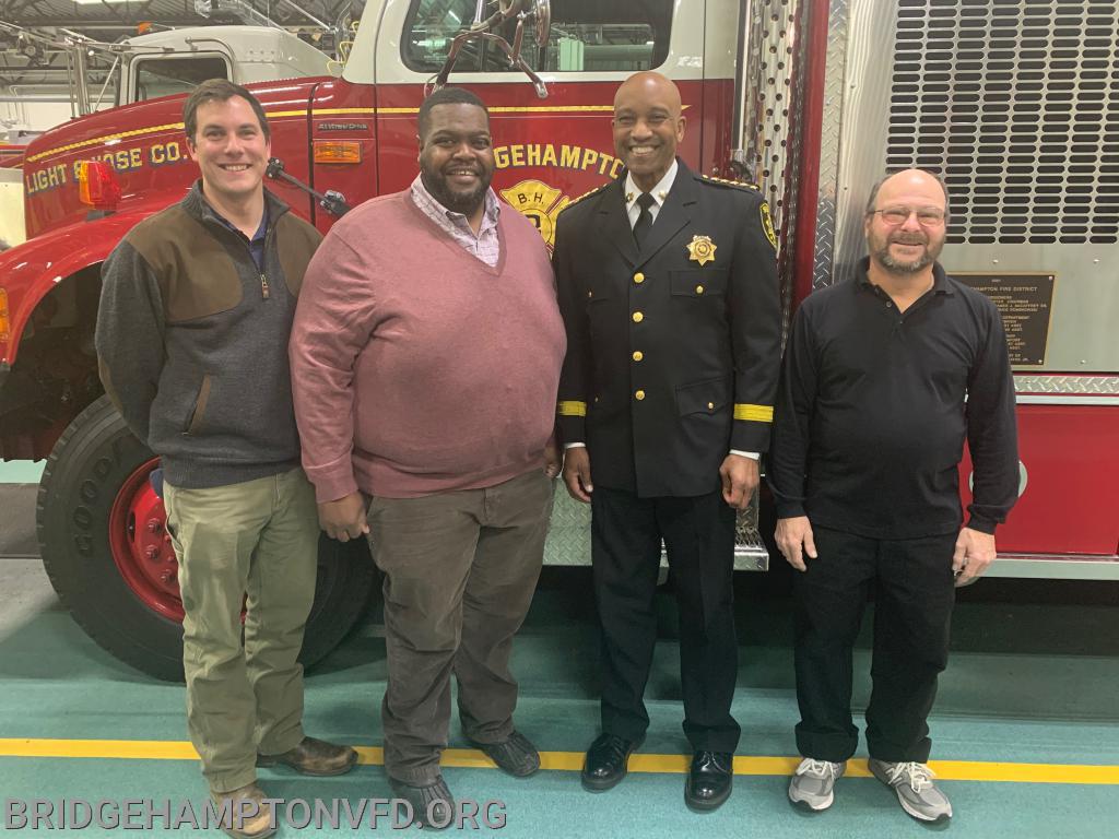 The Bridgehampton Fire Chiefs are thankful to Suffolk County Sheriff Errol D. Toulon Jr. for visiting our firehouse, where he spoke at a South Fork Fire Police meeting on Tuesday, January 21, 2020.