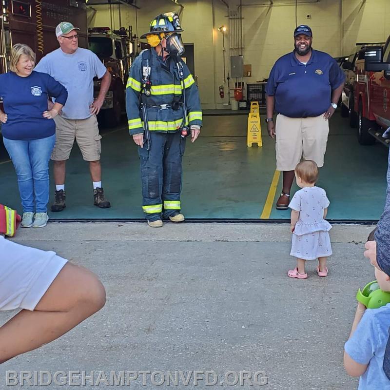 Parents, caregivers, and the children met Chief Hemby and members of the Department.  Ex-Chief Jeff White dresses in turn out gear for everyone to see. 