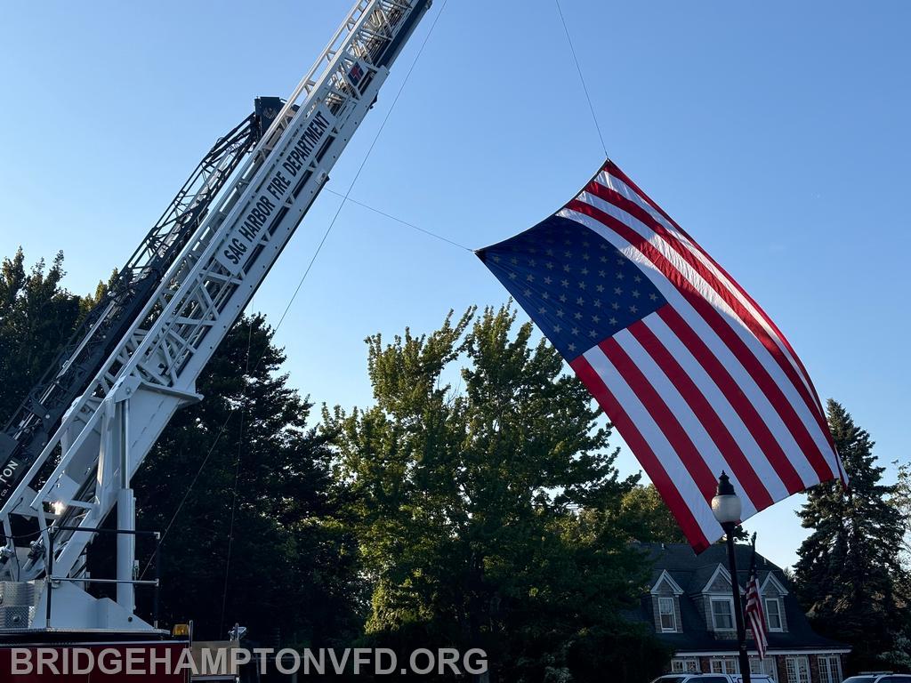 9/11/24 The East Hampton Town Chiefs Association hosted the annual 9/11 memorial service, Wednesday, September 11th at Hook Mill. 
First responding agencies serving the town, including the Bridgehampton Fire Department, gathered to remember and honor the lives lost and those who selflessly served on that day 23 years ago.