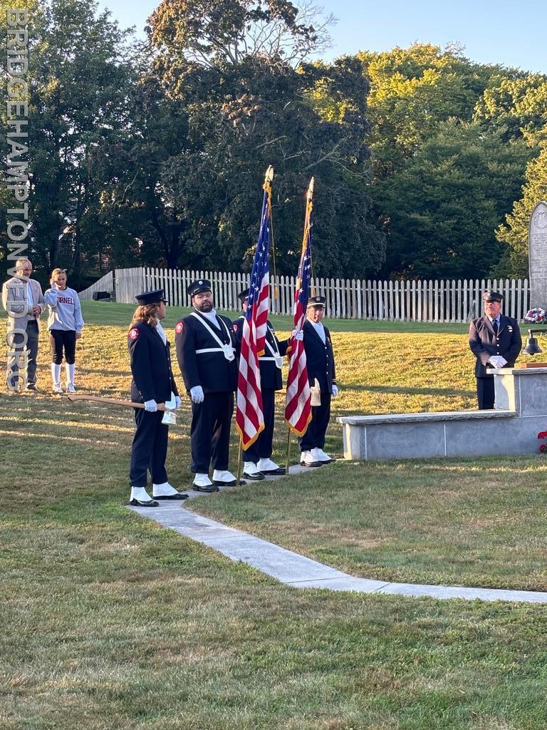 9/11/24 The East Hampton Town Chiefs Association hosted the annual 9/11 memorial service, Wednesday, September 11th at Hook Mill. 
First responding agencies serving the town, including the Bridgehampton Fire Department, gathered to remember and honor the lives lost and those who selflessly served on that day 23 years ago.