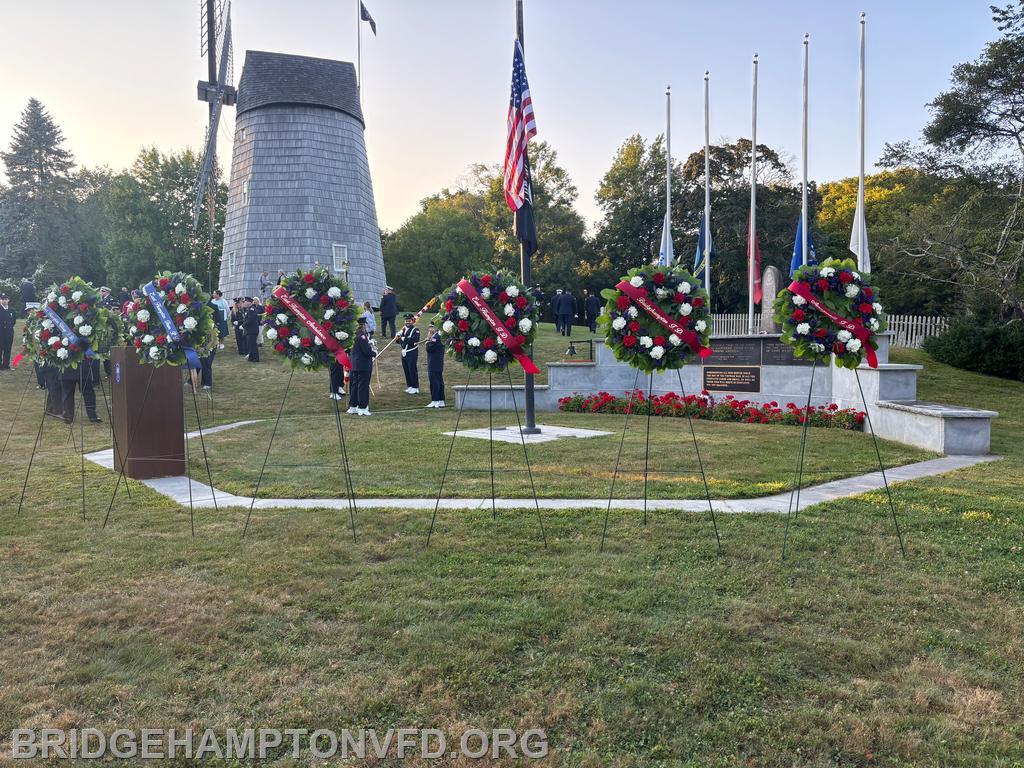 9/11/24 The East Hampton Town Chiefs Association hosted the annual 9/11 memorial service, Wednesday, September 11th at Hook Mill. 
First responding agencies serving the town, including the Bridgehampton Fire Department, gathered to remember and honor the lives lost and those who selflessly served on that day 23 years ago.