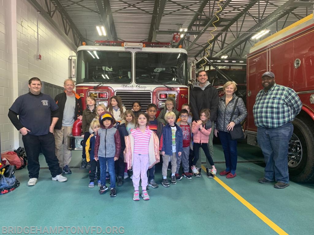 November 15, 2019. Students from the Sagaponack School visited the Firehouse this month. firefighters Zach Broadmeadow and Jeff White, along with Chief Nick Hemby enjoyed the visit and teaching them about fire and E.M.S services! 