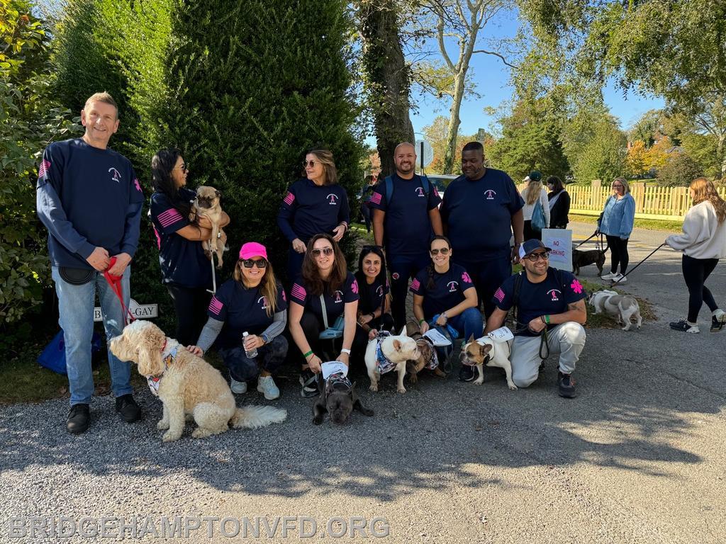 Sunday, October 6, 2024: Members of the Bridgehampton EMS Company and their pups took part in ARF Hamptons’ Stroll to the Sea in East Hampton on Sunday. With EMS personnel wearing their Breast Cancer Awareness shirts, the group joined hundreds of others on the walk to Main Beach on the beautiful fall day to support our neighbors and the important work they do at ARF Hamptons.