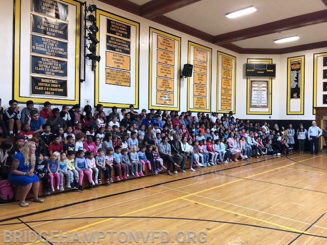 October 7, 2019. BHFD firefighters and members of the E.M.S. Company visit the Bridgehampton School.