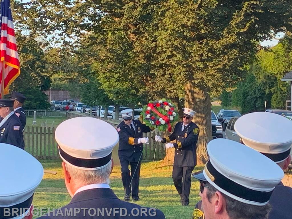 9/11/24 The East Hampton Town Chiefs Association hosted the annual 9/11 memorial service, Wednesday, September 11th at Hook Mill. 
First responding agencies serving the town, including the Bridgehampton Fire Department, gathered to remember and honor the lives lost and those who selflessly served on that day 23 years ago.