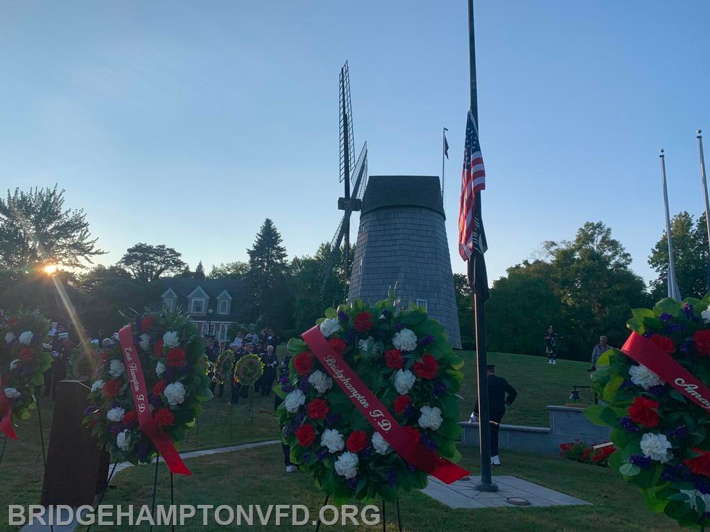 9/11/24 The East Hampton Town Chiefs Association hosted the annual 9/11 memorial service, Wednesday, September 11th at Hook Mill. 
First responding agencies serving the town, including the Bridgehampton Fire Department, gathered to remember and honor the lives lost and those who selflessly served on that day 23 years ago.