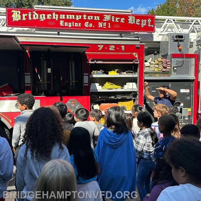 The students also got to check out the ladder truck. 