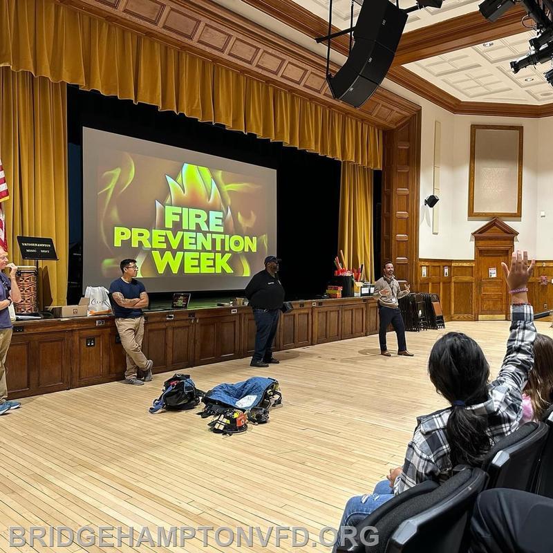 October 10, 2023 
During National Fire Prevention Week, we visited the Bridgehampton School and talked to students about cooking safety, the national theme this year. 